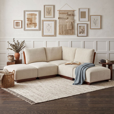 Canapé modulaire 5 pièces avec 2 repose-pieds, canapé rembourré pour le salon