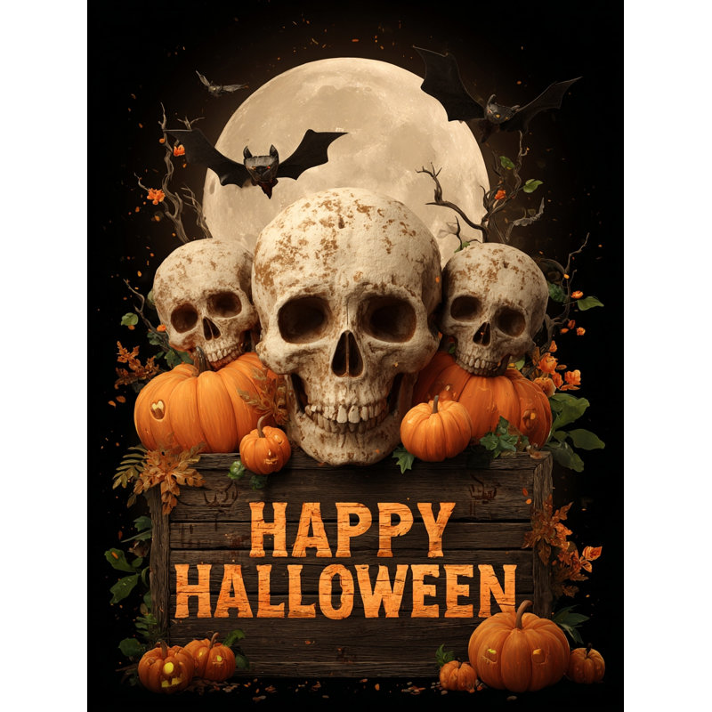 Halloween, crâne et citrouilles, art mural