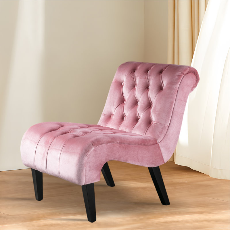 Guendalina 22.83'' Wide Tufted Velvet Lounge Chair, Pink Velvet