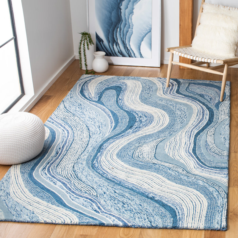 Albrian Hand Tufted Wool And Cotton With Latex Abstract Rug, Rectangle 8' x 10'