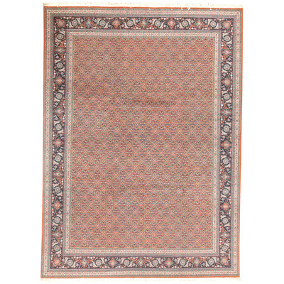 High-Quality Hand-Knotted Rust And Navy Area Rug