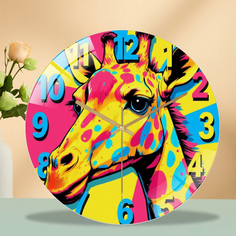 Horloge murale colorée girafe 12 po