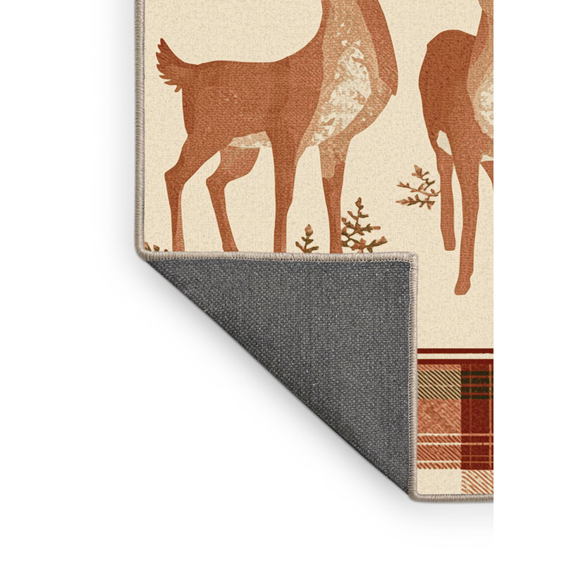 Soft Plush Etamin Christmas Modern & Contemporary Abstract Area Rug in Beige – Beige Binding, 5x8