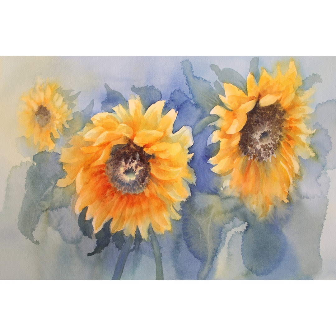 Sonnenblume Aquarell Hintergrund - Leinwandbild