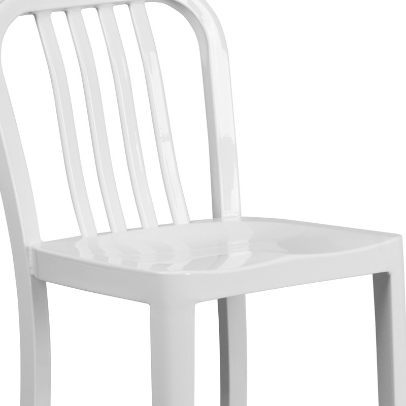 Indoor/Outdoor Commercial Grade Metal Modern Barstools (Set of 2) by Flash Furniture, White, Counter Stool (24" Seat Height)