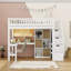 Lit mezzanine simple en bois avec bureau intégré, éclairage DEL et grand rangement-1547383074