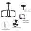 Luminaire suspendu cylindrique en lin 3 lumières à 3 lumières avec luminaire noir de 13 po pour le couloir de la chambre à coucher