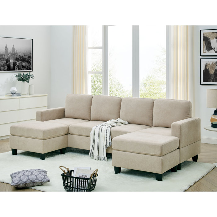 Ranjeeta 101" Wide Modular Sofa with Ottoman