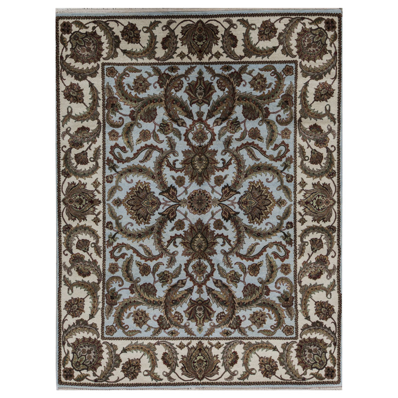 Tapis oriental bleu clair / ivoire en laine noué à la main Mountain King