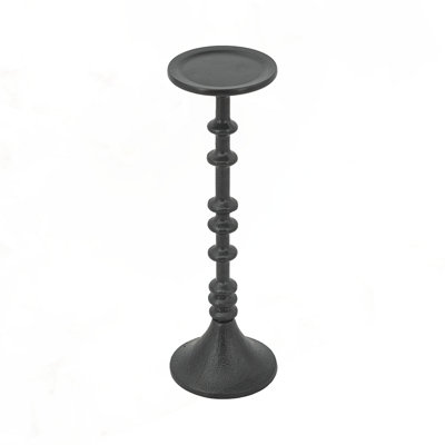 Set Of 2 Decorative Black Iron Candle Holder With Spindle Design
