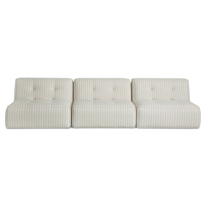 Canapé d'extérieur 3 pièces Perrie, 3 chaises sans accoudoirs, Brown Stripe Acrylic