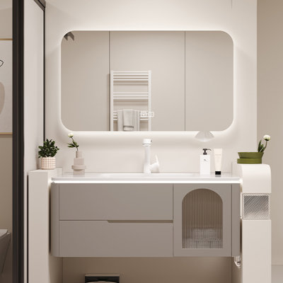 Cream style simple bathroom cabinet.