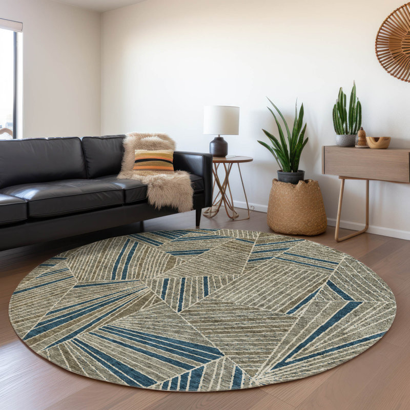 Premium Machine Washable Prisco Taupe Rug, Round 8'