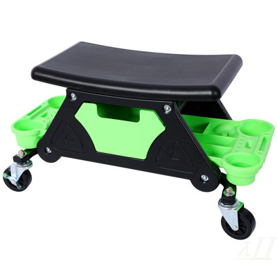 Mechanic Stool 300 LBS Capacity Garage Stool Gift for Men, Heavy Duty Rolling Mechanics Seat, with Three Slide Out Tool Trays and Drawer, Tools for Automotive Auto Repair