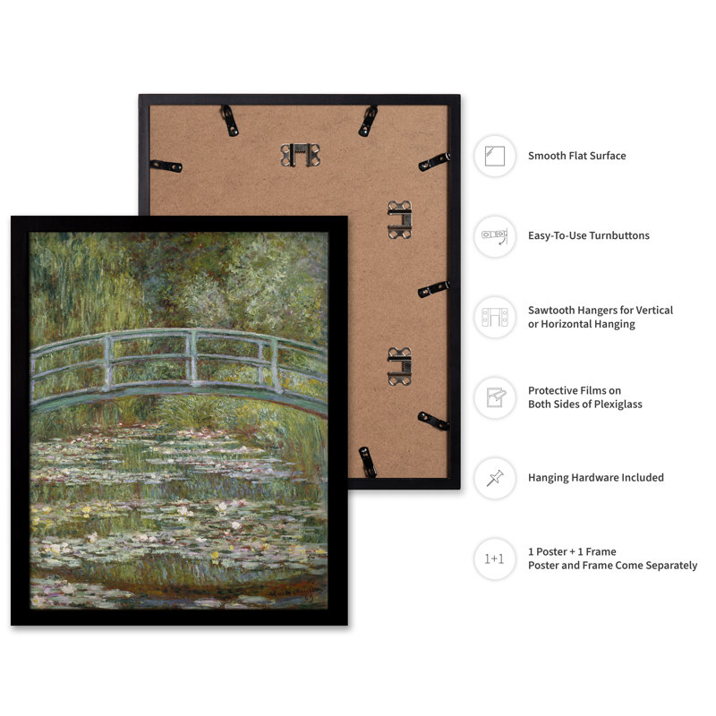 Claude Monet - Étang aux nymphéas No2, Black Framed, Poster, 24"H x 32"W