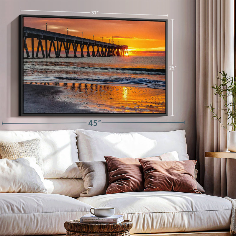 "Sunrise In Wrightsville Dock Art", H 25 po x l 37 po