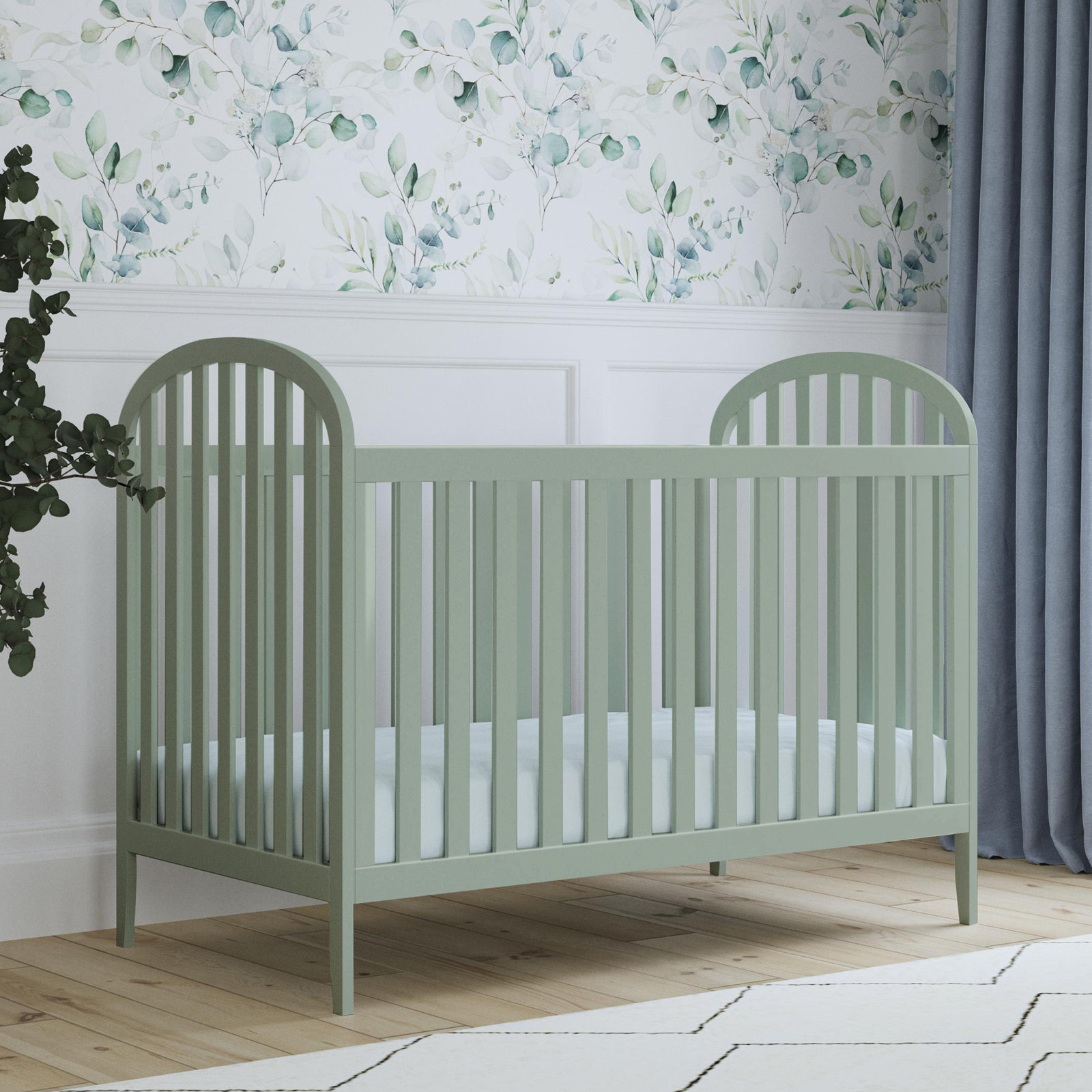 Beau Pine 3-in-1 Convertible Crib, Light Sage