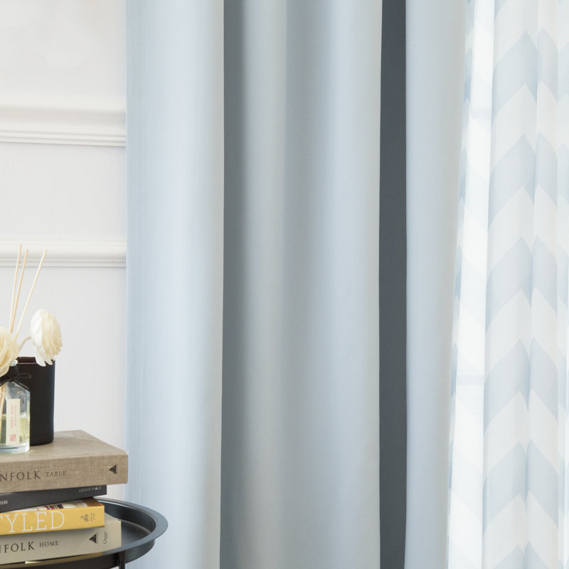 Rideaux semi-transparents avec passe-tringle Ridlon, Bleu ciel
