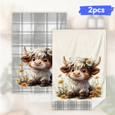  Linges de cuisine en microfibre, linges à vaisselle réutilisables absorbants, décoratifs résistants à la décoloration, 16 po x 24 po, motif marguerite brun
