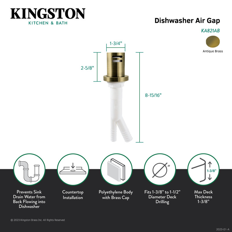 Écart d'air pour lave-vaisselle Kingston Brass Trimscape, Laiton antique