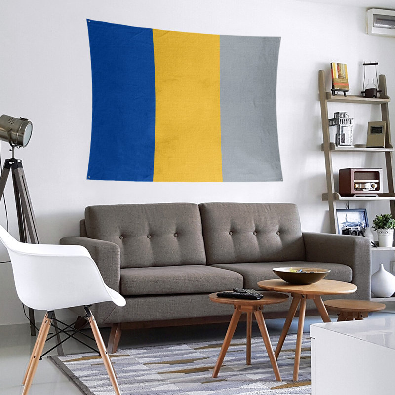 Tapisserie de polyester St. Louis, Bleu royal / doré / gris, H 88 po x l 104 po x P 2 po