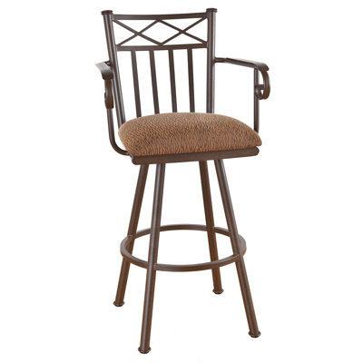 Swivel Upholstered Counter Stool with Metal Frame
