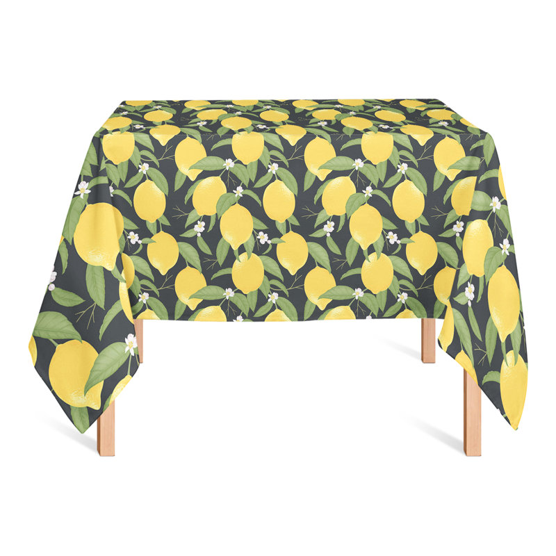 Lemon Pattern Black 2 Tablecloth, Black