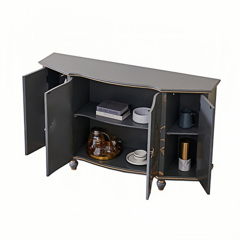 Grey Hand-Painted Accent and Buffet Cabinet
