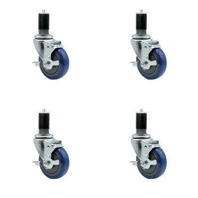 Polyurethane Wheel Swivel Expanding Stem Caster Brake -  Service Caster, SCC-EX20S414-PPUB-BLUE-TLB-MTG46-4