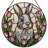 7.8"H Rabbit Tulips Stained Glass Window Panel-445733517