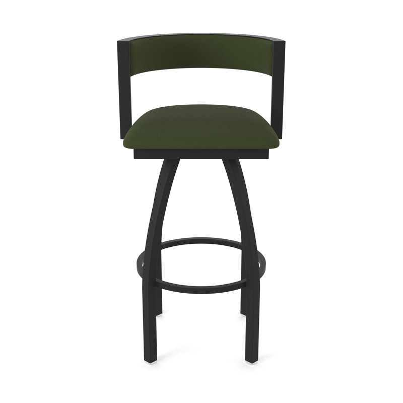 Tabouret Artémis, Vinyle - pin Canter, Noir froissé, Tabouret de bar (siège d'une hauteur de 36 po)