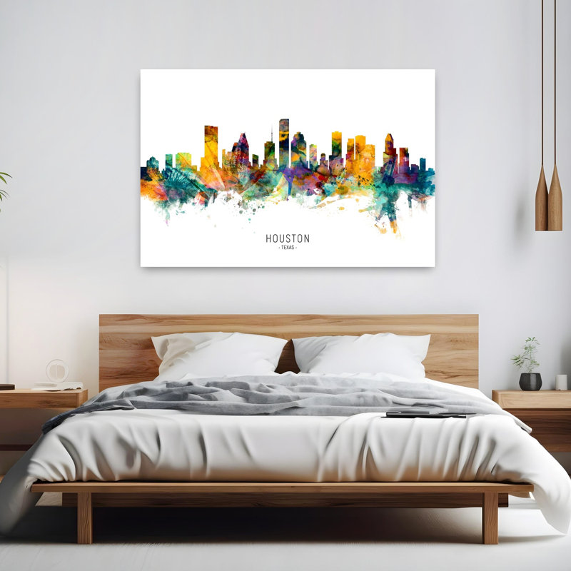 «Vibrant Houston Skyline», art contemporain urbain, H 40 po x l 60 po