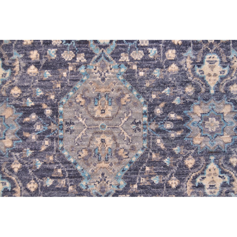 Tapis de couloir mauve foncé / bleu clair / beige de haute qualité Ziegler 3000