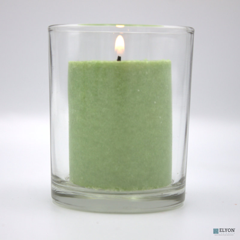 Bougies votives non parfumées en cire dans un porte-verre, durée de combustion de 24 heures, Vert