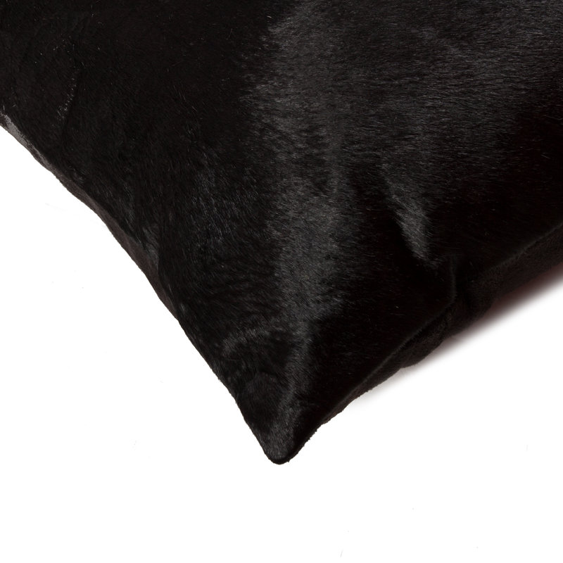 12" x 20" Chevron Cowhide Throw Pillow, Black