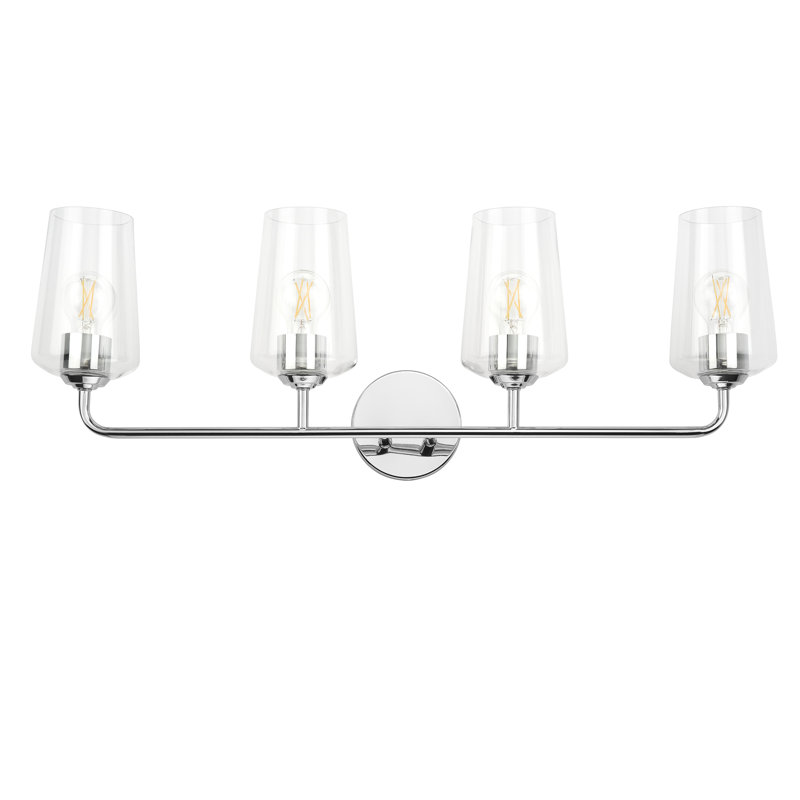 Celino Four-Light Bath & Vanity with Glass, Clear, Polished Chrome