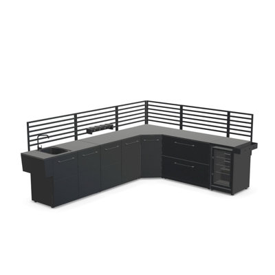 Ensemble de cuisine extérieure modulaire 5 pièces Cozze® Elements avec évier, tiroirs, armoires de rangement, module d'angle, module réfrigérateur et accessoires