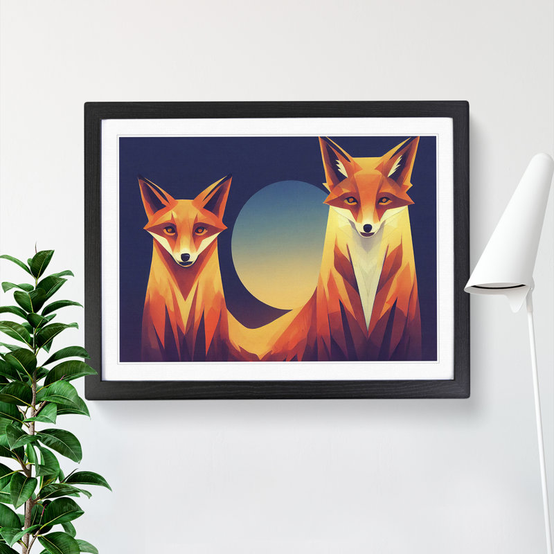 XH1022-8333X Stimulating Foxes Abstract - Single Picture Frame Print, 25cm H x 34cm W x 2cm D, Black