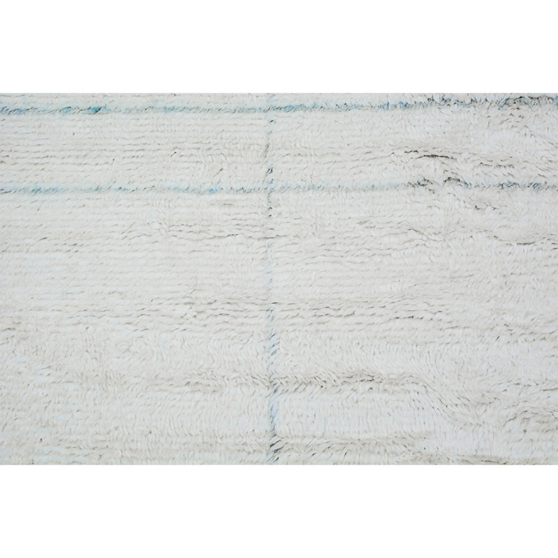 Tapis ivoire / bleu marocain noué à la main, Rectangle 9 pi x 12 pi