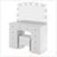 Meuble-lavabo luxueux avec 10 ampoules Hollywood, 3 modes d'éclairage, une coiffeuse classique avec tabouret rembourré et 9 tiroirs de rangement pour la chambre à coucher