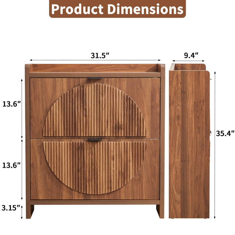 12 Pair Shoe Storage Cabinet, Brown