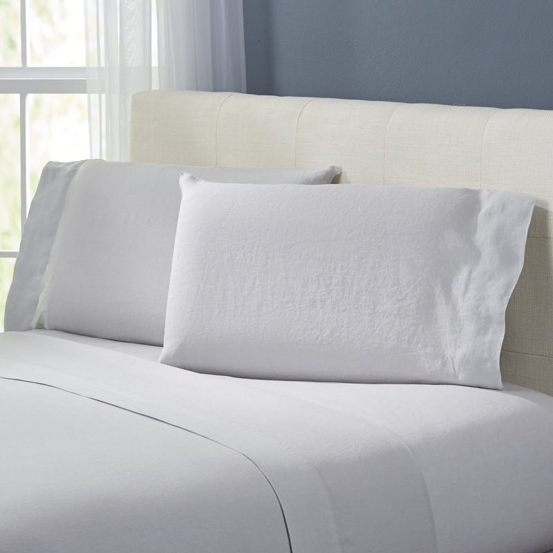 Frazier Linen Sheet Set, Silver Gray, Queen Sheet Set with 2 Pillowcases