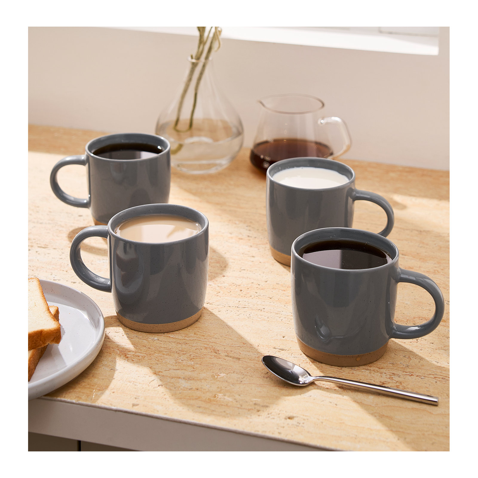 Daytona Stoneware Coffee Mug, Dark Gray