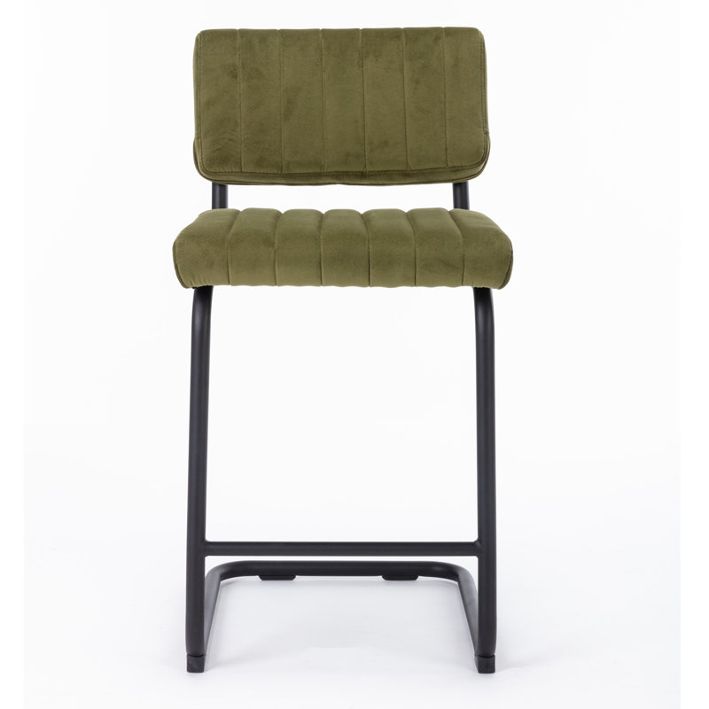 Estes Upholstered Stool with Metal Frame, Olive, Counter Stool (24" Seat Height)