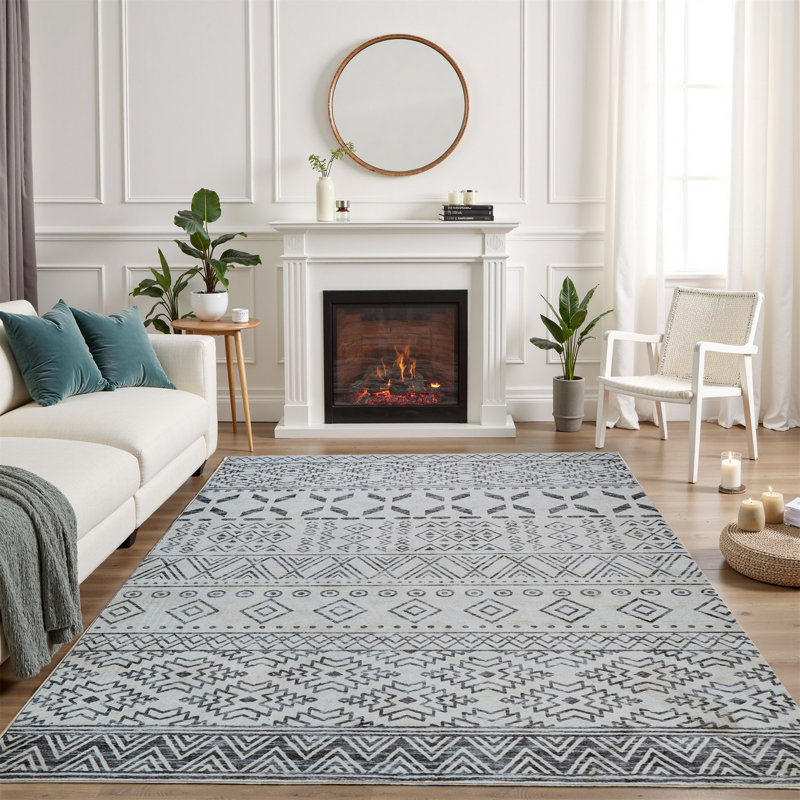 Rectangle Polyester Machine Woven Area Rug, Rectangle 5 pi x 7 pi