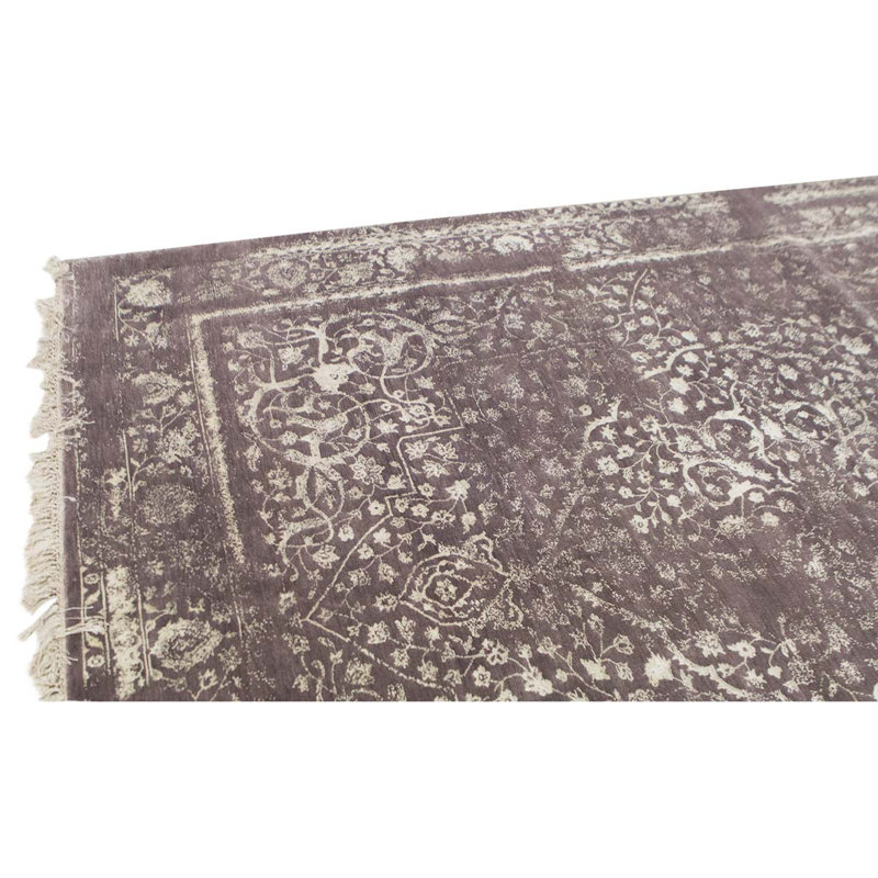 Tapis brun / blanc de haute qualité noué à la main