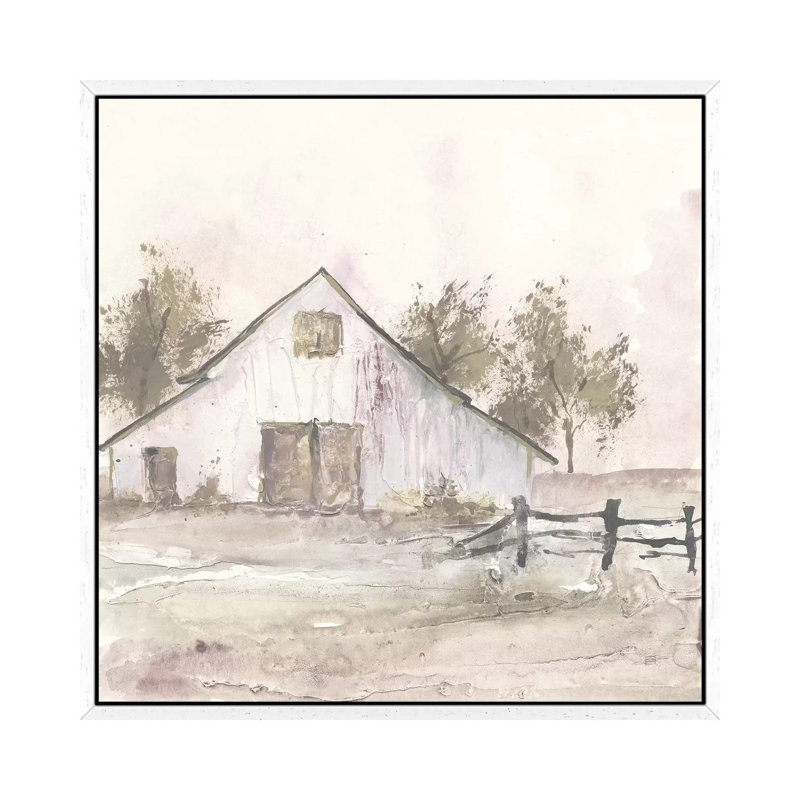 White Barn II by Chris Paschke - Print on Canvas, 45.72cm H x 45.72cm W x 3.81cm D, White Framed Canvas