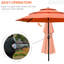 Parasol de patio orange de 9 pi. 3 avec un design pratique. Ouverture de la manivelle et réglage de l'inclinaison. Convient à une terrasse, une cour ou une pelouse. 3 ventilés. Pole. 13,11 lb 92,5 po de hauteur pour une protection extérieure sans effort