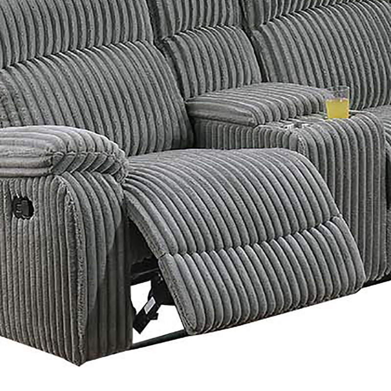 Power Motion Sectional, Smoke Corduroy, Manual