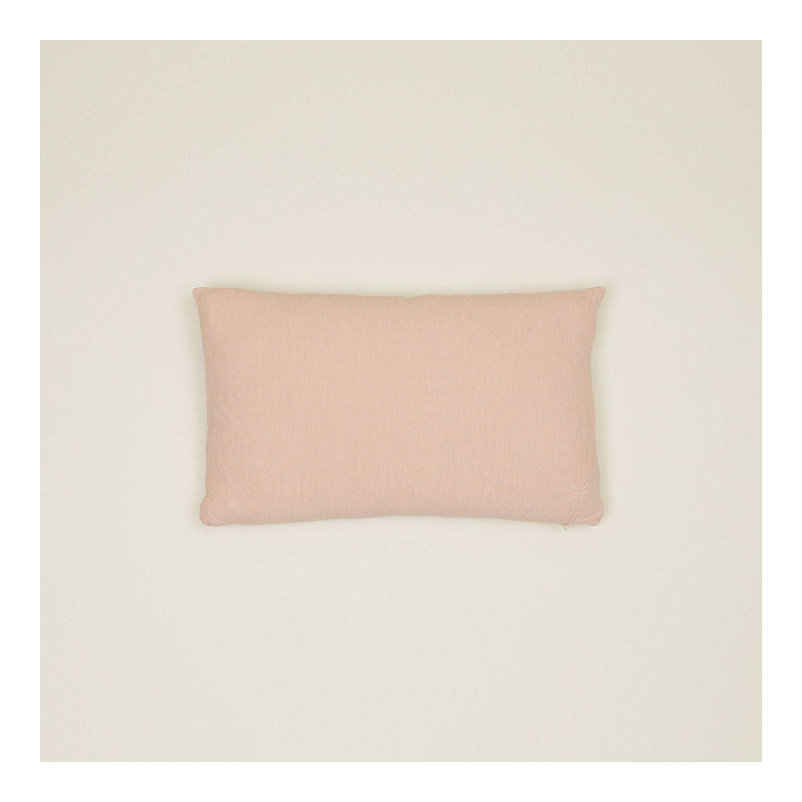 Simple Embroidered Linen Throw Pillow, Blush, Rectangle 12" H x 22" W